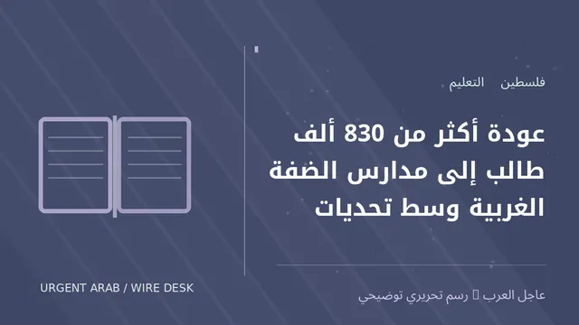 رسم توضيحي أصلي غير فوتوغرافي: عودة أكثر من 830 ألف طالب إلى مدارس الضفة الغربية وسط تحديات