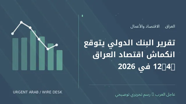 رسم توضيحي أصلي غير فوتوغرافي: تقرير البنك الدولي يتوقع انكماش اقتصاد العراق 12.4% في 2026